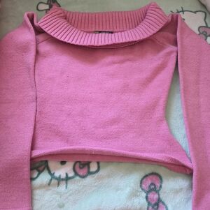 Finesse Vibrant Pink Crop Top Fold over